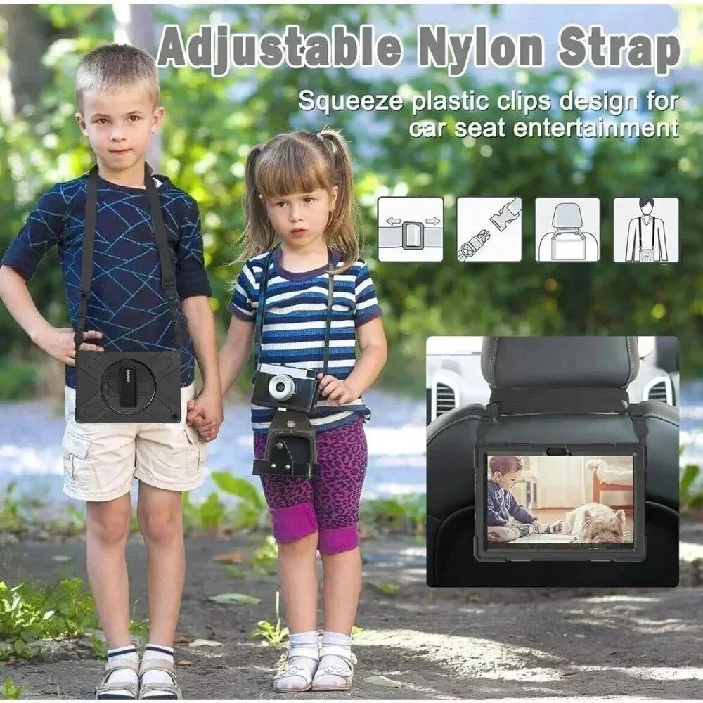 Fire HD 10/HD 10 Plus 11th Generation 2021 Case, Stand Carrying Strap Kids Cover